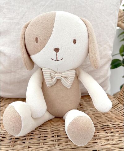Super Soft Organic Cotton Baby First Friend, Attachment Doll for Baby, Pillow Buddy, Plush Animal Toys, Stuffed Animal Puppy, Honey Bow Tie Puppy in Kuwait