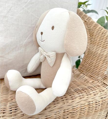 Super Soft Organic Cotton Baby First Friend, Attachment Doll for Baby, Pillow Buddy, Plush Animal Toys, Stuffed Animal Puppy, Honey Bow Tie Puppy in Kuwait