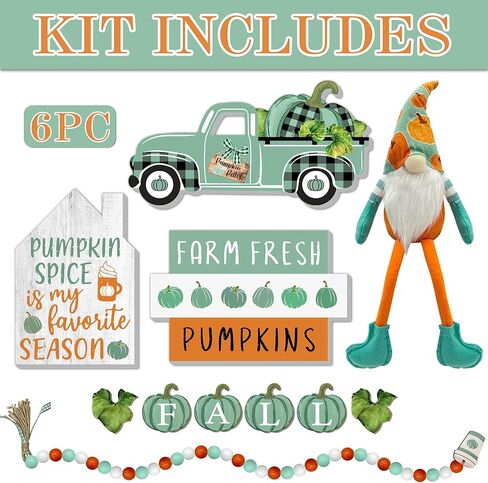 cocomong Fall Tiered Tray Decor, Fall Decor - Farmhouse Decorations for Home, Hello Fall Pumpkin Wood Sign Set of 3 Kitchen Table Decor, Maple Leaf Wooden Block Autumn Fall Decorative Supplies in Kuwait