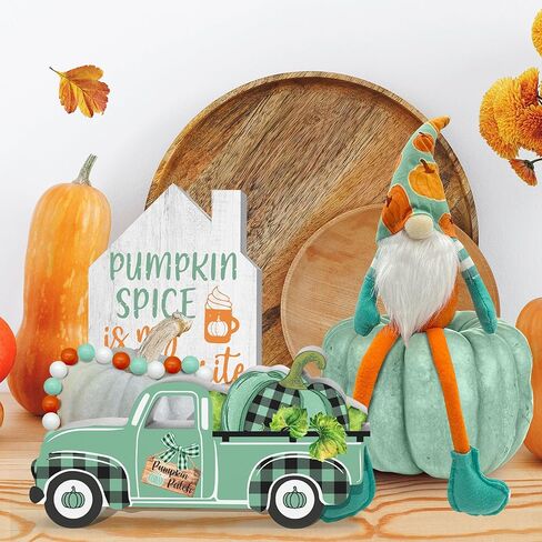 cocomong Fall Tiered Tray Decor, Fall Decor - Farmhouse Decorations for Home, Hello Fall Pumpkin Wood Sign Set of 3 Kitchen Table Decor, Maple Leaf Wooden Block Autumn Fall Decorative Supplies in Kuwait