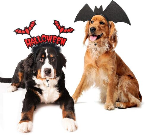 RYPET Dog Bat Costume 2PCS - Dog Bat Wings Headband Halloween Dog Costumes for Medium and Large Dogs in Kuwait