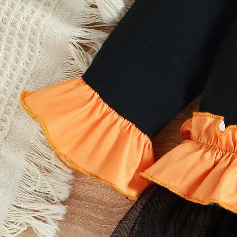 DUBASAM أطفال طفل رضيع فتاة هالوين الزي كشكش الدانتيل اليقطين تي شيرت نقطة علوية مضيئة السراويل 2 قطعة مجموعة ملابس الخريف in Kuwait