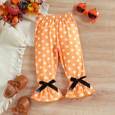 DUBASAM أطفال طفل رضيع فتاة هالوين الزي كشكش الدانتيل اليقطين تي شيرت نقطة علوية مضيئة السراويل 2 قطعة مجموعة ملابس الخريف in Kuwait