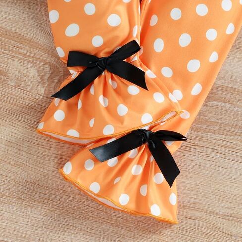 DUBASAM أطفال طفل رضيع فتاة هالوين الزي كشكش الدانتيل اليقطين تي شيرت نقطة علوية مضيئة السراويل 2 قطعة مجموعة ملابس الخريف in Kuwait