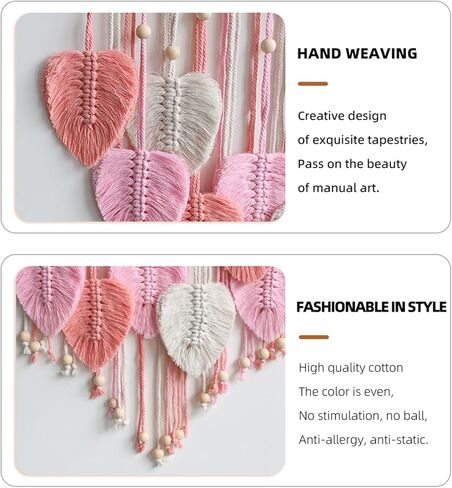 Cutey May Wall Hanging Leaves 19x27 Large Chic Feather Wall Hanging Boho Wall Decor, Handmade Yarn Woven Wall Art Leaf Tapestry for Bedroom, Living Room, Hotel (Green) in Kuwait