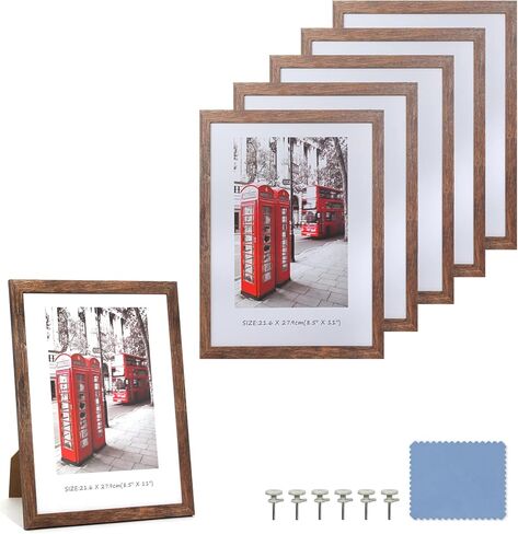 A4 Certificate Frame Set, Set of 6 Wood Picture Frame with High Definition Plexiglass, Rustic A4 Photo Frame Suitable for Wall-Mounted Composite Wood Picture Frames (brown) in Saudi Arabia