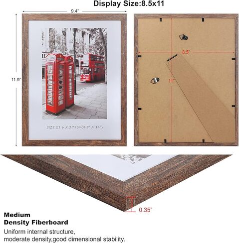 A4 Certificate Frame Set, Set of 6 Wood Picture Frame with High Definition Plexiglass, Rustic A4 Photo Frame Suitable for Wall-Mounted Composite Wood Picture Frames (brown) in Saudi Arabia