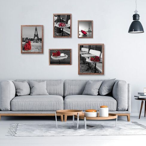 A4 Certificate Frame Set, Set of 6 Wood Picture Frame with High Definition Plexiglass, Rustic A4 Photo Frame Suitable for Wall-Mounted Composite Wood Picture Frames (brown) in Saudi Arabia