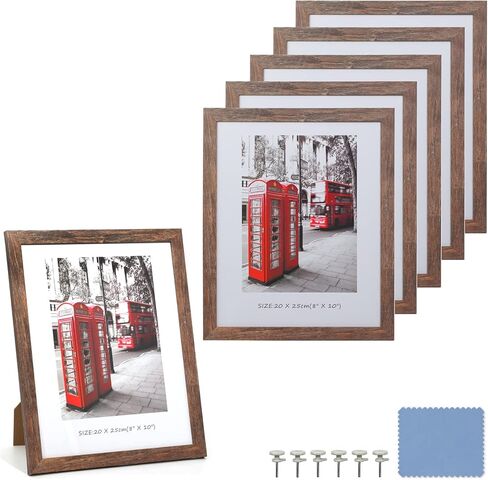 A4 Certificate Frame Set, Set of 6 Wood Picture Frame with High Definition Plexiglass, Rustic A4 Photo Frame Suitable for Wall-Mounted Composite Wood Picture Frames (brown) in Saudi Arabia