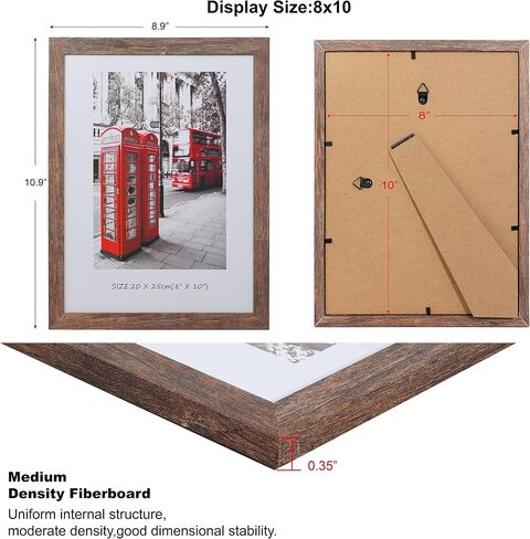 A4 Certificate Frame Set, Set of 6 Wood Picture Frame with High Definition Plexiglass, Rustic A4 Photo Frame Suitable for Wall-Mounted Composite Wood Picture Frames (brown) in Saudi Arabia