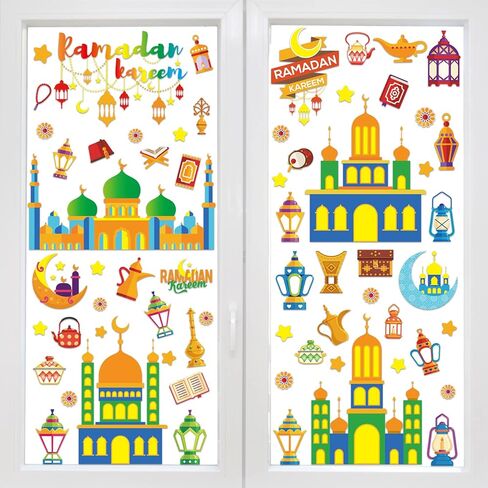 Ramadan Decorations 8 Sheets Ramadan Home Decoration Ramadan Window Clings Eid Home Decoration Ramadan Window Stickers Eid Window clings Ramadan Mubarak Decor Eid Window Stickers in Kuwait