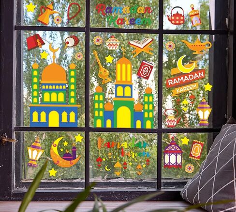 Ramadan Decorations 8 Sheets Ramadan Home Decoration Ramadan Window Clings Eid Home Decoration Ramadan Window Stickers Eid Window clings Ramadan Mubarak Decor Eid Window Stickers in Kuwait