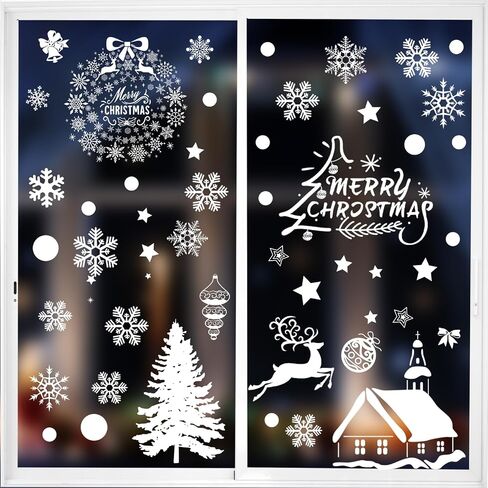 Amaxiu Double Sided Christmas Window Clings, 9 Sheet Static Snow Flakes Stickers Snowflake Window Clings Christmas Windows Decals Snowflake Window Stickers for Winter Christmas Home Party Decor (B) in Saudi Arabia