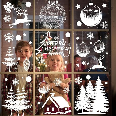 Amaxiu Double Sided Christmas Window Clings, 9 Sheet Static Snow Flakes Stickers Snowflake Window Clings Christmas Windows Decals Snowflake Window Stickers for Winter Christmas Home Party Decor (B) in Saudi Arabia