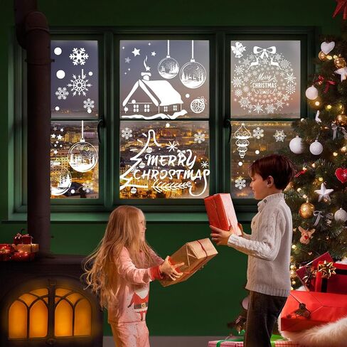 Amaxiu Double Sided Christmas Window Clings, 9 Sheet Static Snow Flakes Stickers Snowflake Window Clings Christmas Windows Decals Snowflake Window Stickers for Winter Christmas Home Party Decor (B) in Saudi Arabia
