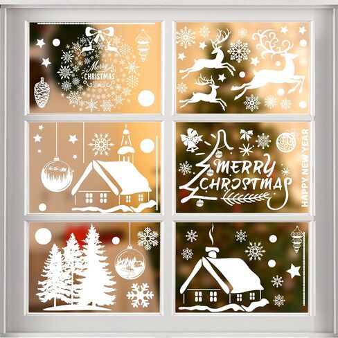 Amaxiu Double Sided Christmas Window Clings, 9 Sheet Static Snow Flakes Stickers Snowflake Window Clings Christmas Windows Decals Snowflake Window Stickers for Winter Christmas Home Party Decor (B) in Saudi Arabia