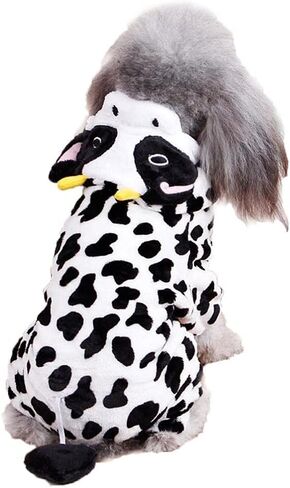 Dog Cow Costume - Adorable Halloween Dog Costumes Cow Style Hoodie Soft and Comfortable Jumpsuits for Small Puppy Dog in Saudi Arabia