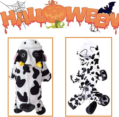 Dog Cow Costume - Adorable Halloween Dog Costumes Cow Style Hoodie Soft and Comfortable Jumpsuits for Small Puppy Dog in Saudi Arabia