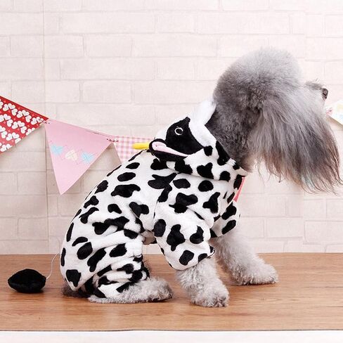 Dog Cow Costume - Adorable Halloween Dog Costumes Cow Style Hoodie Soft and Comfortable Jumpsuits for Small Puppy Dog in Saudi Arabia