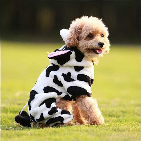 Dog Cow Costume - Adorable Halloween Dog Costumes Cow Style Hoodie Soft and Comfortable Jumpsuits for Small Puppy Dog in Saudi Arabia