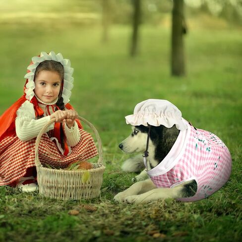 Sweetude 4 Pieces Old Lady Costume for Dog Grandma Dogs Costume with Pink Floral Dog Dress Old Lady Pets Wig Funny Dog Cat Retro Sunglasses Lace Sunbonnet for Halloween Riding Hood Pet Costume in Saudi Arabia