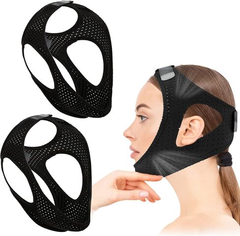 قطعتان من حزام الذقن لمستخدم Cpap، حزام الذقن قابل للتعديل لمكافحة الشخير، حل الشخير بحزام الذقن Cpap المسامي، يمنع الشخير بشكل فعال، ولن يلتصق بشعرك in Kuwait