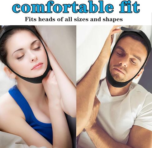 قطعتان من حزام الذقن لمستخدم Cpap، حزام الذقن قابل للتعديل لمكافحة الشخير، حل الشخير بحزام الذقن Cpap المسامي، يمنع الشخير بشكل فعال، ولن يلتصق بشعرك in Kuwait