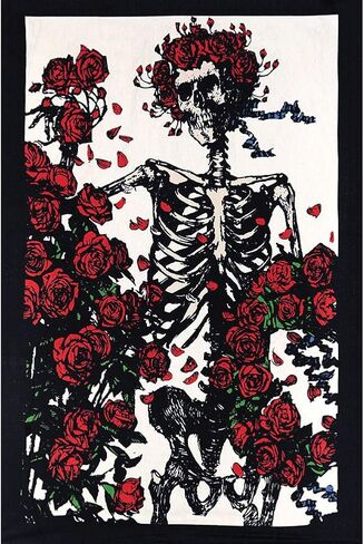 Sunshine Joy 3D Grateful Dead Mini Tapestry Skeleton & Roses Wall Art 30x45 Inches in Saudi Arabia