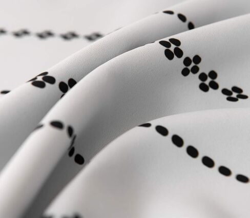 ستارة نافذة قصيرة مزينة بشرابة من YoKii Boho سوداء مخططة لتزيين غرفة المطبخ والحمام وغرفة المعيشة وديكور زوج من العرض 24 × الطول 36 الأبيض الفاتح in Kuwait