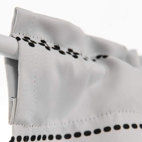 ستارة نافذة قصيرة مزينة بشرابة من YoKii Boho سوداء مخططة لتزيين غرفة المطبخ والحمام وغرفة المعيشة وديكور زوج من العرض 24 × الطول 36 الأبيض الفاتح in Kuwait