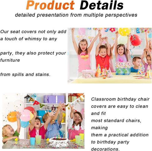 غطاء كرسي عيد ميلاد للاطفال من ريتشي، 3 قطع، غطاء كرسي حفلة عيد ميلاد سعيد، اغطية مقاعد لتزيين الحفلات والكب كيك، اغطية كراسي للمنزل والمدرسة والمكتب وحفلات اعياد الميلاد in Kuwait