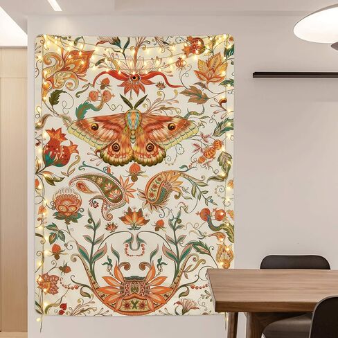 Lyacmy Moth Tapestry Insect Floral Tapestry Vintage Flower Vines Tapestries Biology Tapestry Wall Hanging for Room (51.2 x 59.1 inches) in Kuwait