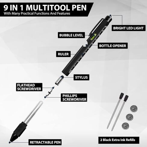 هدايا عيد ميلاد للأب الرجال الذين لا يريدون شيئًا، 9 في 1 هدايا للآباء من أقلام متعددة الأدوات من الزوجة والابنة، هدايا عيد الحب له، للجد، أدوات تخزين للأب الرجال... in Kuwait