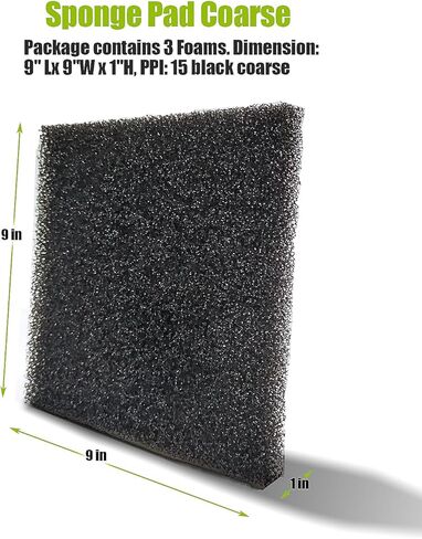 Helidrago Aquarium Filter Media Coarse, Filter Sponge Pad for Fish Tank, Cut to Fit Any Aquarium Filter, 3 Pieces in Kuwait