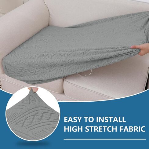 hyha Individual Couch Cushion Covers, Stretch Sofa/Couch Seat Cushion Covers, Magic Sofa Covers Washable, Dog Couch Cushion Covers for Sofa with Elastic Bottom(3PC, Grey) in Saudi Arabia