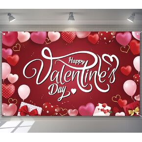 Happy Valentine's Day Banner Backdrop Red Pink Happy Valentine's Day Bakcground Love Heart Theme Photo Booth Props Banner for Valentines Day Party Decorations Supplies, 71" X 43" in Kuwait