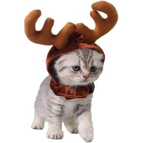 Amosfun Christmas Pet Hat with Antlers Xmas Dog Cat Costume Hat Party Cospaly Headwear for Small Pets in Saudi Arabia