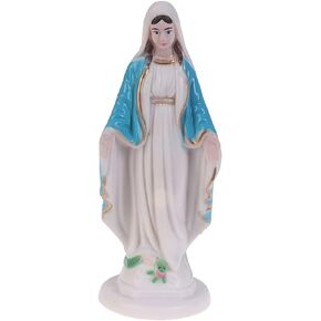 Queenbox 3.9" Plastic Blessed Catholic Mary Sculpture, Grace Lady Hand Italian Style Religious Durable Garden Statue Virgin Mother Figurine, 01