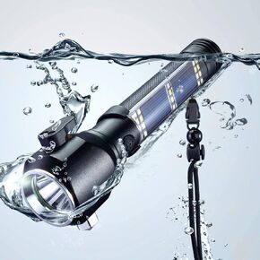 Delxo Patriot Flashlight, Handheld Solar Powered Tactical Flashlights Cell Phone Charger, USB Rechargeable Waterproof Car LED Flash Light with 2400mAh Battery, Multi Function for Emergency in Saudi Arabia
