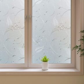 Frosted Privacy Glass Window Film, Vinyl Decorative Window Decals, Static Clings No-Glue Removable Window Film for Home Bathroom Living Room (35.4 x 78.7 inch)