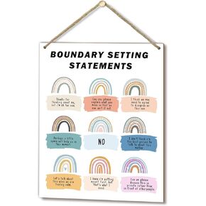 لوحة خشبية للتعليق على الحائط مقاس 8 × 10 بوصة، بيانات تحديد الحدود، علامة خشبية بألوان محايدة من بوهو هدية فنية جدارية مزخرفة للمستشار المعالج والمكتب وغرفة المعيشة - 10 in Kuwait