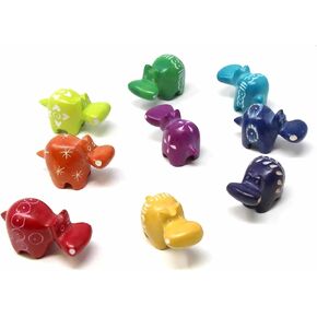 Soapstone Tiny Sitting Cat Figurines, Handmade in Kenya, Assorted Pack of 5 Colors (KSASMCAT-5PK)