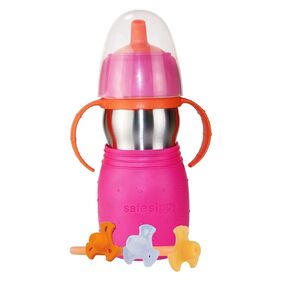 Kid Basix Safe Sippy 2 | Stainless Steel Cup for Babies/Toddlers | Convertible Sippy or Straw | Dishwasher Safe | 11 Oz. | Bpa Free | Green