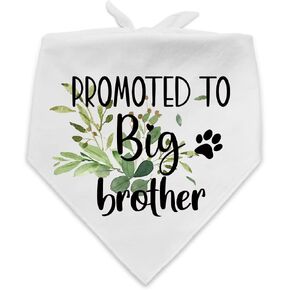 NTKIO Funny White Flower Pattern Plaid Cotton Pet Dog Bandana, Promoted to Big Brother, Pet Dog Pregnancy Announcement Gender Reveal Photo Prop Triangle Bibs Accessories for Dog Lovers Owner Gift in Kuwait