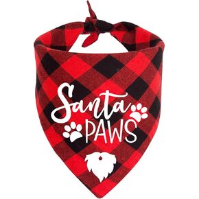 YHTWIN عيد ميلاد سعيد سانتا الكفوف الأحمر منقوشة كلب باندانا مثلث وشاح المرايل للحيوانات الأليفة جرو الكلب عيد ميلاد سعيد عيد الميلاد عطلة حزب الملحقات الدعائم الديكور هدية in Kuwait