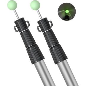 SANLIKE Telescoping Tarp Poles Tent Poles, 96" Aluminum Canopy Poles Extendable Pole for Awning Shelter Camping Hiking Backpacking, Newest Luminous Tip Cap Design, Set of 2, Silver