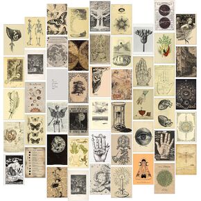 Fardes Witchy Home Decor, Aesthetic Vintage Botanical Decor Prints, 50pcs Vintage Botanical Wall Art, Botanical Prints for Vintage Wall Decor, Witchy Decor Aesthetic Witchy Gifts for Women in Kuwait