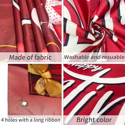 Happy Valentine's Day Banner Backdrop Red Pink Happy Valentine's Day Bakcground Love Heart Theme Photo Booth Props Banner for Valentines Day Party Decorations Supplies, 71" X 43" in Kuwait
