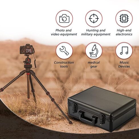 Small Hard Case with Pluck Foam Interior for Pisto l, GoPro,Microphone, Camera, and More - Outer Size 12.2 x 9 x 4.5 Inches, Black in Kuwait