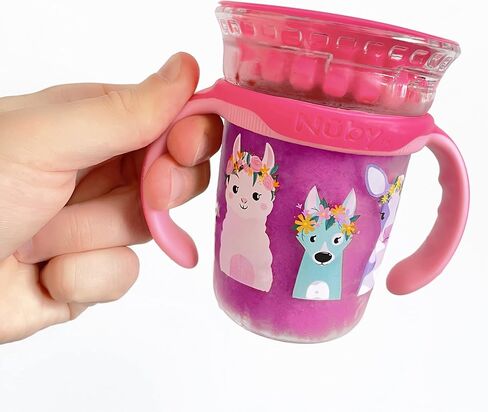 Nuby 360 Edge 2 Stage Drinking Rim Cup with Removable Handles & hygienic Cover: 8 Oz/ 240 Ml, 12M+, Robot, Blue (80815) (Pack of 3) in Saudi Arabia